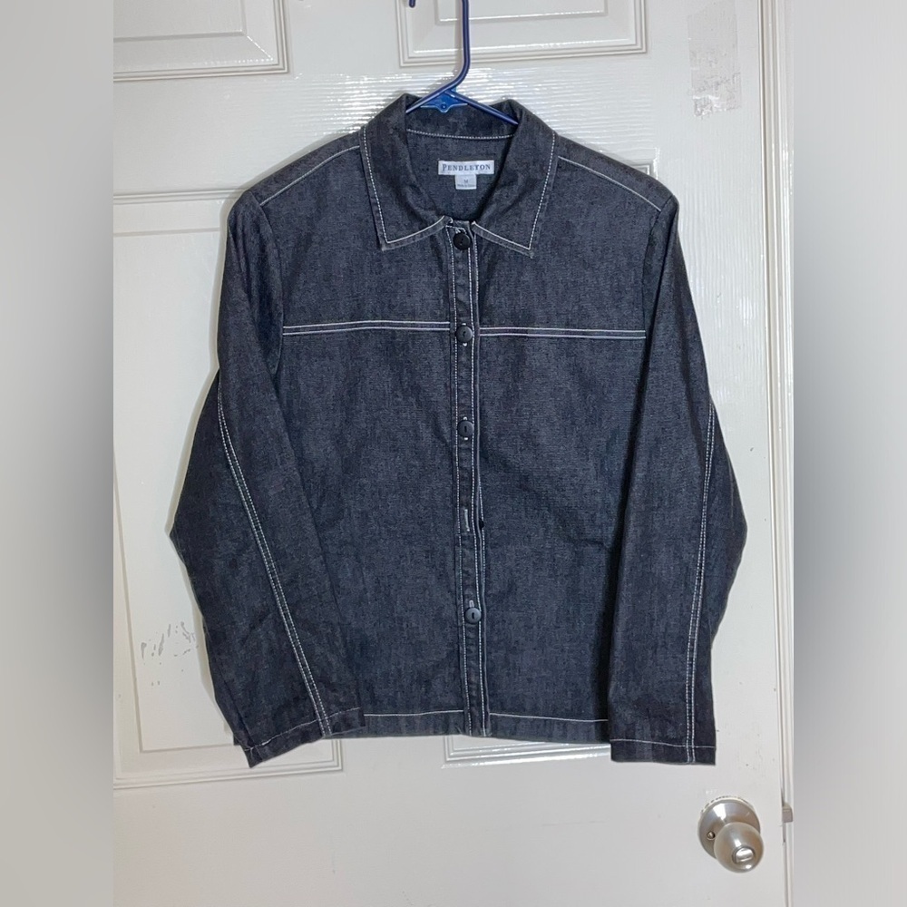 Pendleton Womens Button Down Black Denim Shirt / … - image 6